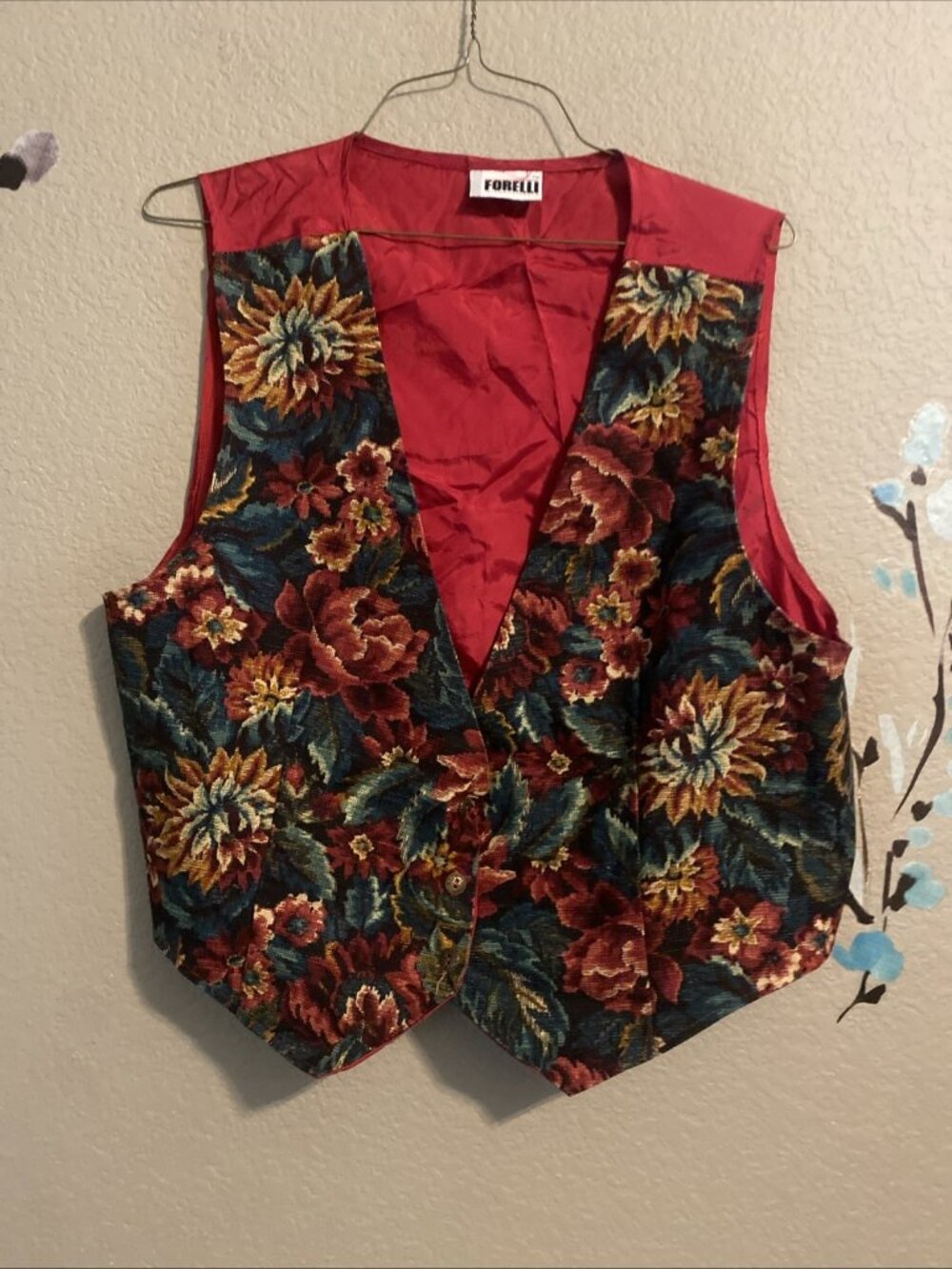Ferrelli Vintage Floral Tapestry Vest L xL Grandpa Grandma 90S Eclectic￼